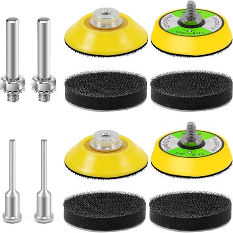 Disques de ponçage 50 mm avec crochets et boucles, 4 pièces, tige 6 mm et 3 mm, attachement pour perceuse, rouge (1/5)