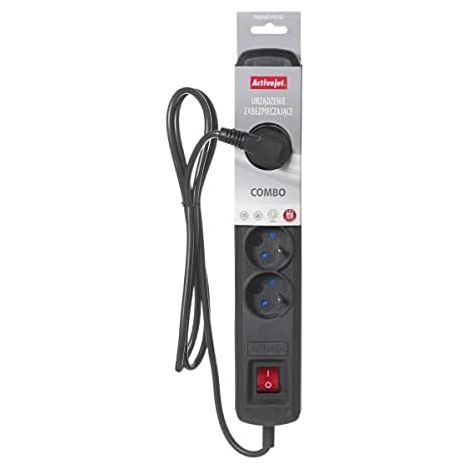 Regleta activejet 5 enchufes negra 2300 vatios compacta (1/4)