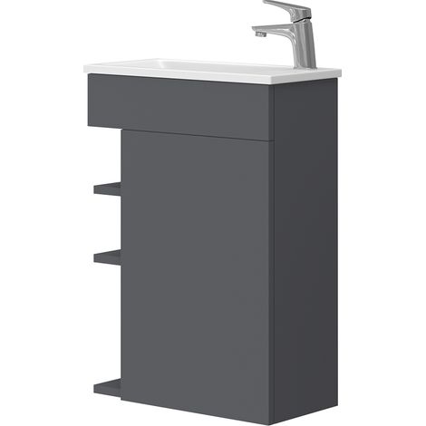 Ensemble de meubles de salle de bain Amadeo, Anthracite, 2 parties, avec lavabo, Vicco