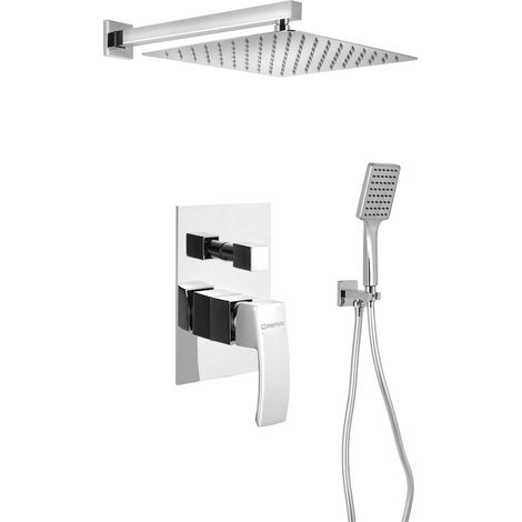 GINKO Ensemble de Douche à Encastrer avec Mitigeur Monocommande, 2 Sorties, Chromé