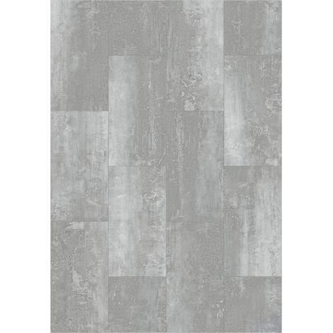 Suelo vinílico SPC Click Mirox, efecto cemento, estructura mineral, Gris Medio, con Aislamiento Acústico Paquete de 12 baldosas (2,230 m²) (1/5)