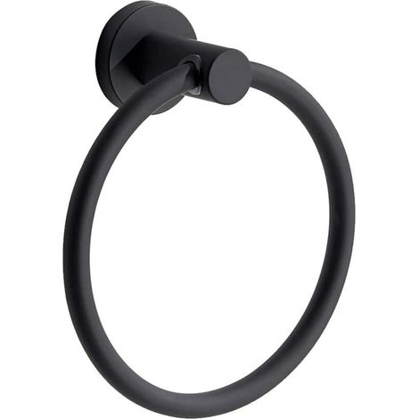 Porte-Serviettes, Anneau Porte Serviettes Mural Noir en Acier Inoxydable 304, Porte Serviette Rond (Noir) (1/5)