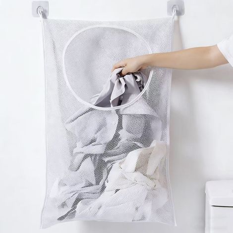 Panier À Linge Suspendu - 76 X 51 Cm - Avec Aération En Maille Et Fermeture Éclair Inférieure - Pour Salle De Bain Ou Chambre - 1 Pièce (1/5)