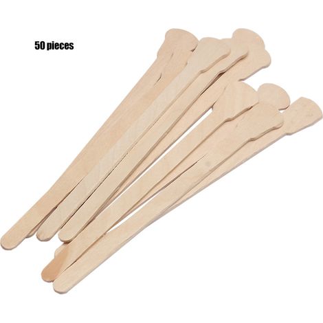 Lot de 50/100 Bâtonnets en Bois pour Cire, Spatules Applicatrices de Cire, Bâtons de Cire pour Épilation Sourcils, Nez et Visage (1/5)