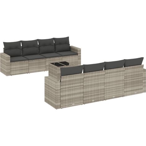 Maison Exclusive - Set muebles jardín 9 pzas y cojines ratán sint (1/3)