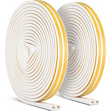 2er-Pack 20-m-Dichtungsstreifen, selbstklebende Miciler-Antikollisions-Türdichtung, Tür- und Fensterdichtungsstreifen/Schalldämmung – 9 mm 6 mm (weiß) (1/5)