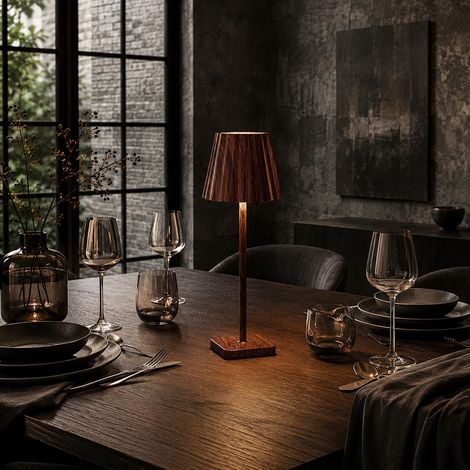 Lampe - HOME DECO FACTORY - Rechargeable USB - Bois foncé (1/5)