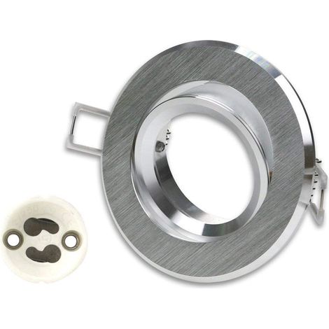 Porte-spot encastrable rond orientable en aluminium brossé, pour spot GU10 et MR16, trou d'encastrement 75 mm, diamètre 85 mm. cod. 244810 (1/4)
