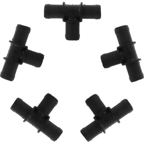 1 Ensemble Raccord de Tuyau de Chauffage à 3 Voies Noir en 5 Entrée D’eau, Forme en T, Pièce de Réparation pour Circuit de Refroidissement (1/4)
