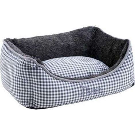 Panier pour Chien avec Peluche, 80 x 60 cm, Gris à Carreaux