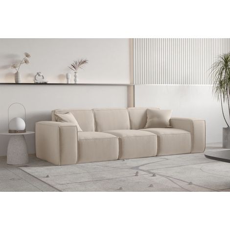 Sofa Designersofa CELES PREMIUM 3-Sitzer in Stoff Opera Velvet Sand (1/3)