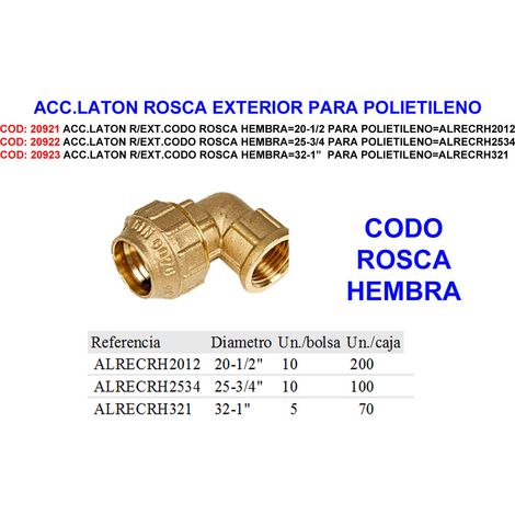 Accessoire en laiton pour coude fileté femelle 25-3/4 pour polyéthylène