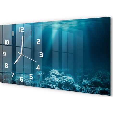 Horloge Murale Panoramique Minimaliste 60x30 cm Design Épuré Moderne Monde sous-marin (1/5)