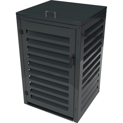 Cache Poubelle Simple en Aluminium thermolaqué 1x240 Litres - Gris anthracite (1/5)