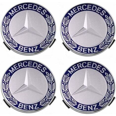 Lot de 4 cache-moyeux 75 mm pour Mercedes Benz – Plastique ABS – Installation facile et esthétique améliorée – Couleur bleue (1/5)