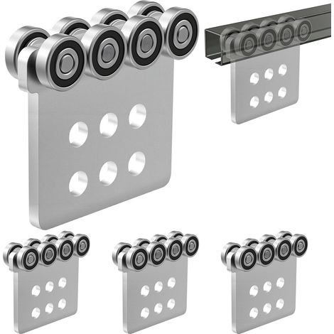 Ensemble de Chariot à 8 Roues pour Canal de Support 41x41 mm Lot de 4, Chariot à Rouleaux avec Doubles Roulements, Capacité de Charge 1361 kg, Système de Rail Coulissant pour Entrepôt et Garage (1/5)