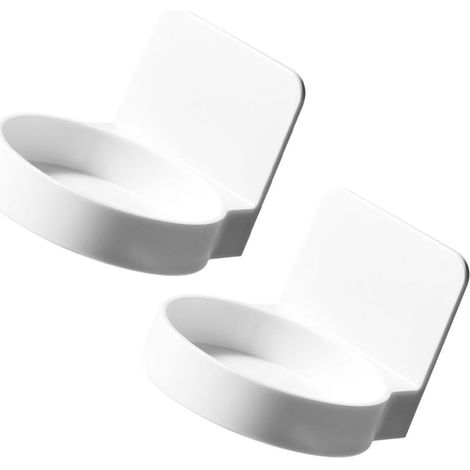 2-Piece Wall-Mounted Bathroom Toiletry Shelf and Jewelry Holder in White ABS, No Drilling Required, Storage for Small Items in Bathroom and Kitchen (1/5)