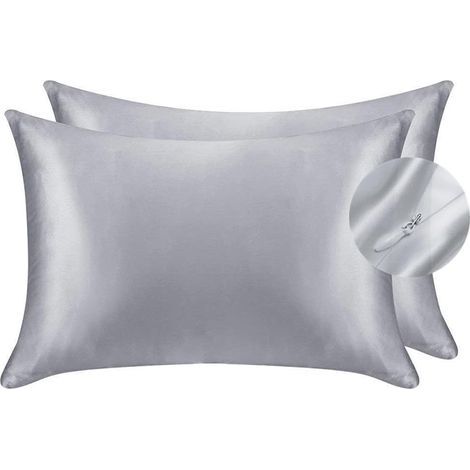 Federa in raso setoso per capelli e viso - Set da 2 - Antirughe - Cerniera nascosta - 50 x 75 cm (1/5)