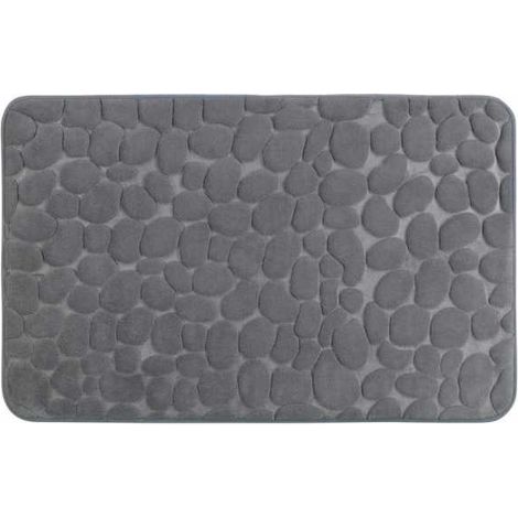 Tappetino da bagno in memory foam antiscivolo - Pebbles - Materiale poliestere - 80x50 cm - grigio (1/4)