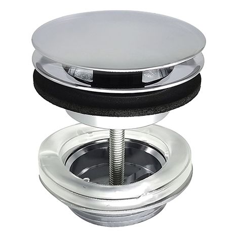 Edouard Rousseau – Bonde de lavabo à écoulement libre – Laiton chromé – Ouverture permanente sans trop-plein – Hauteur 63 mm – Sortie 33 x 42 (1"1/4)
