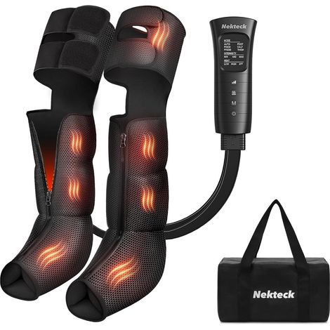 Bottes de Pressothérapie avec Fonction Chaleur pour Améliorer la Circulation Sanguine Masseur de Jambes à Compression d’Air 6 Modes