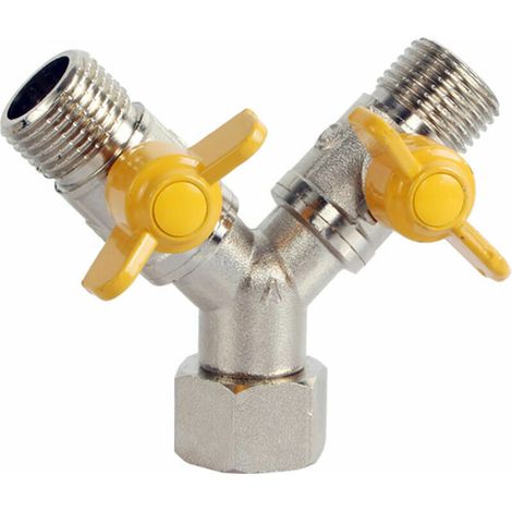 Brass 1/2 Y-Shaped Switching Valve - 3-Way Y-Shaped Splitter with Shut-Off Valves - Water Connection for Shower Head, Shower Arm, Washing Machine, Garden Hose (1/4)