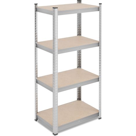 Scaffale portaoggetti per carichi pesanti regolabile 4 livelli garage officina 160 x 75 x 30 cm in acciaio zincato grigio 130014288