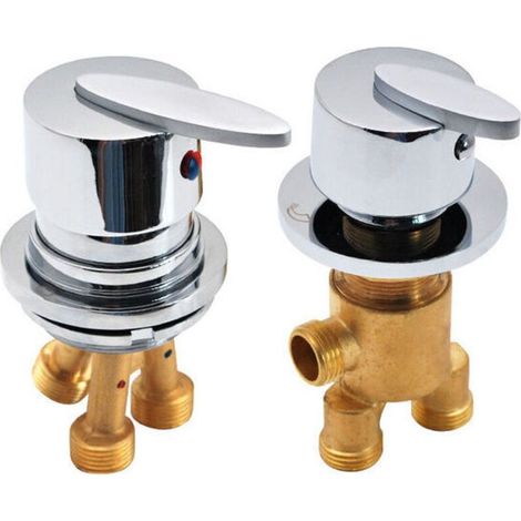 Thermostat-Badarmatur – Verchromt – Robustes Messing – Zwei Warm-/Kaltwasserregler – Einfache G1/2"-Montage (1/4)
