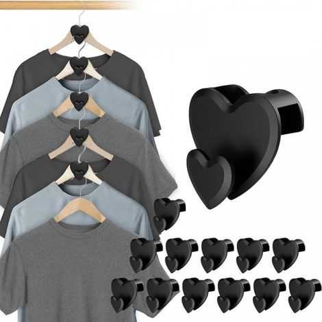 Heart-shaped space-saving hooks - Wardrobe hanger extensions (18 pieces, heart-shaped) (1/5)