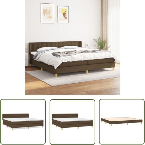 The Living Store Sommier à lattes de lit avec matelas Marron foncé 200x200 cm - Lit Tapissier - Lit Double - Matelas À Ressorts Ensachés - Literie - Chambre À Coucher (1/5)