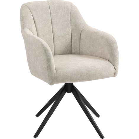 Fauteuil de salon, fauteuil pivotant, fauteuil inclinable capitonné avec pieds en acier, aspect velours, fauteuil rembourré, chaise de coiffeuse pour chambre, beige (1/5)
