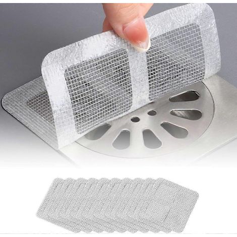 Cache-cheveux jetable pour siphon de douche, grille de protection autocollante pour siphon de sol, filtre jetable pour siphon de salle de bain, cuisine, baignoire, évier, buanderie et égout. (1/5)