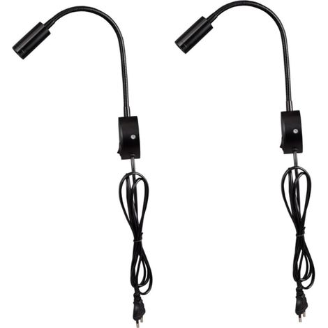 Lot de 2 Lampes Lecture Murales LED Flexibles en Aluminium Noir, (1/5)