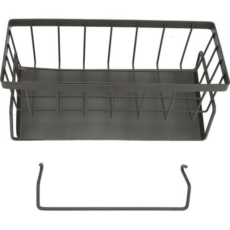 Schwammhalter aus Kohlenstoffstahl für die Spüle, multifunktionaler Seifenspender, grauer Organizer (1/5)