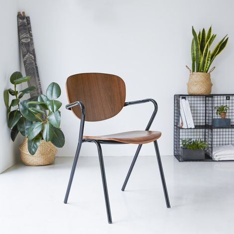 Chaise en métal et bois de noyer Ada (1/5)