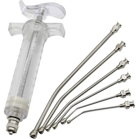 Seringue d'alimentation pour oiseaux 20 ml – 6 tubes de gavage en acier inoxydable incurvés – Nourrissage à la main pour perroquets et petits animaux (1/5)