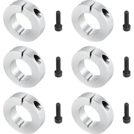 Bague de Réglage 20 mm, 6 pièces Bague Arrêt d'axe en Acier Inoxydable avec goupille filetée, collier de serrage double fendue pour essieux de chariot à roues et transmission d'ax (1/5)