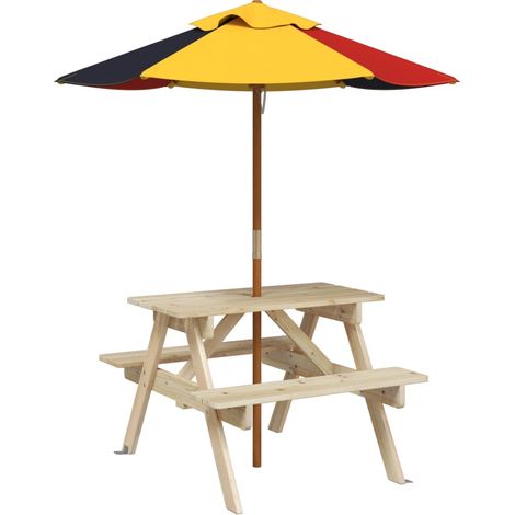 Maison Exclusive - Tavolo da Picnic per 4 Bambini con Ombrellone Legno di Abete