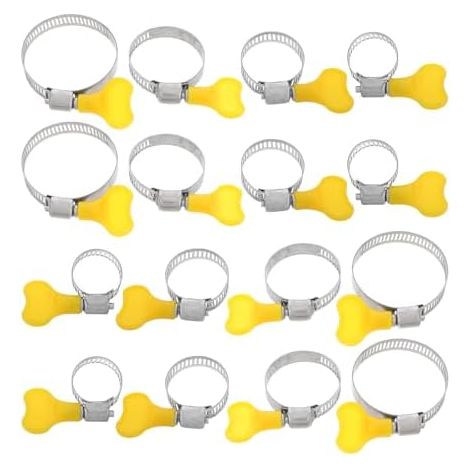 Lot de 16 Colliers Serrage Inox Poignée Réglable, Assortiment 10-44 Mm, Pince Réparation D'eau Lourde, Plomberie et Tuyauterie, Vis Moletée pour Fixation Sécurisée - (1/5)