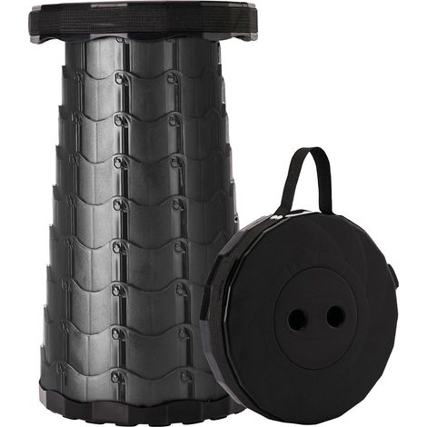 Tabouret pliable amélioré, épais et portable, rétractable, pour la pêche, les randonnées, les barbecues et les fêtes (noir) (1/5)
