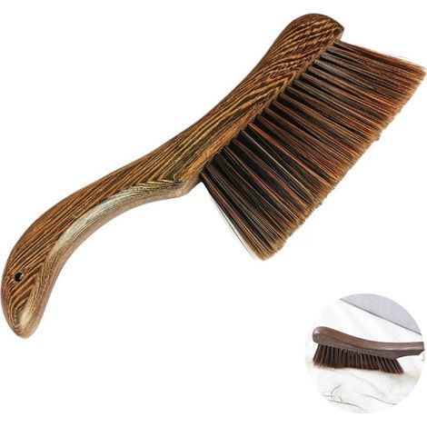 Brosse pour lit - 1 pièce - Manche incurvé - Balai à main - Brosse à poussière pour le nettoyage - Brosse à main en bois - Brosse de nettoyage douce - Balai à main - Convient pour les lits, les canapé (1/5)