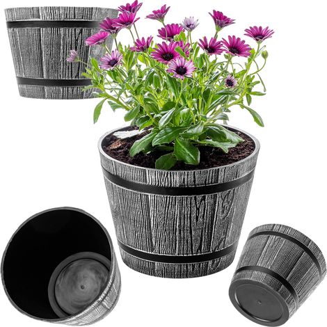 KADAX Blumentopf, aus Kunststoff, runder Pflanzkübel, 23 cm, Hellgrau