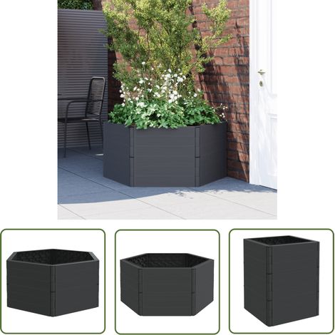 The Living Store Garten-Pflanzkübel Anthrazit PP - Hochbeet - Gartenpflanzgefäß - Blumentopf - Kunststoffbehälter - Anthrazit (1/5)