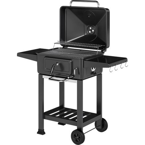 Holzkohle-Grillsmoker mit Deckelthermometer und verstellbarem Grillrost (1/5)