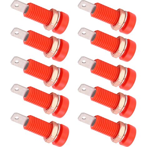 10 pièces Connecteurs Banane 4mm Prise Jack Panneau Montage pour Équipement Électronique Rouge (1/5)