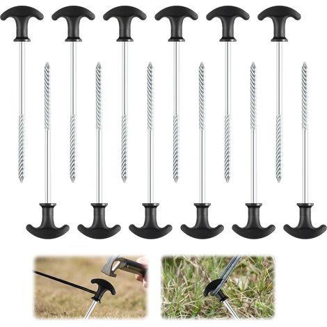 12 picchetti per tenda, picchetti in ferro per tenda, picchetti da terra lunghi 20 cm, picchetti da campeggio per esterni, ganci in metallo per tenda, tende, ombrelloni, foreste, praterie, zone sabbio (1/5)