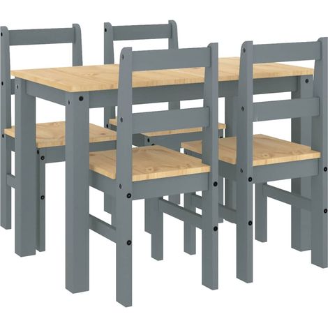 Ensemble à manger PANAMA 5 pcs  Meubles de salle à manger gris bois de pin massif