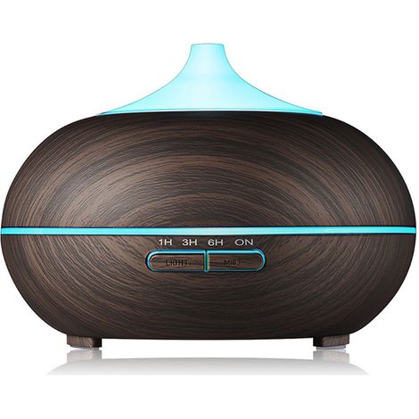 Diffuseur d'huiles essentielles à imitation bois, avec télécommande Bluetooth ultrasonique, pour la maison ou le bureau. Machine à oxygène pour l'eau. (1/5)