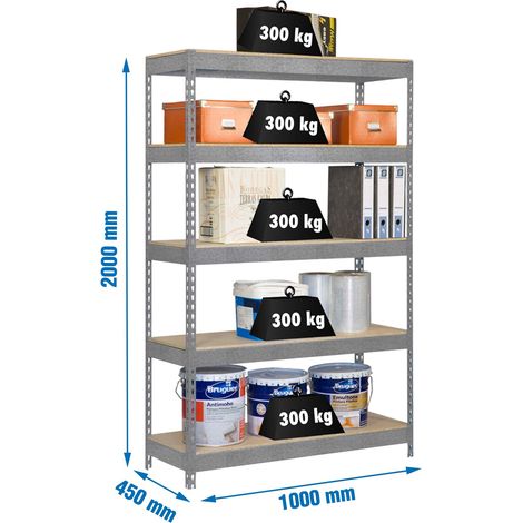 Metallregale KIT BRICOFORTE 1004-5 SPANPLATTE VERZINKT/HOLZ