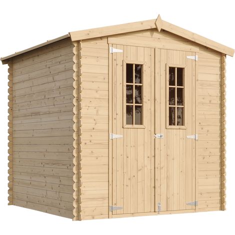 Timbela – Wooden garden shed 218 x 206 x 216 cm – 3.53 m2 – Nordic pine with impregnated floor – Double doors for easy access – Weather resistant (1/5)